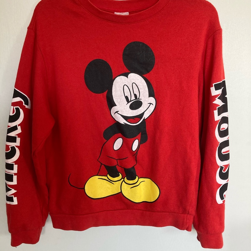 Disney Red Mickey Mouse Crewneck Sweater Small